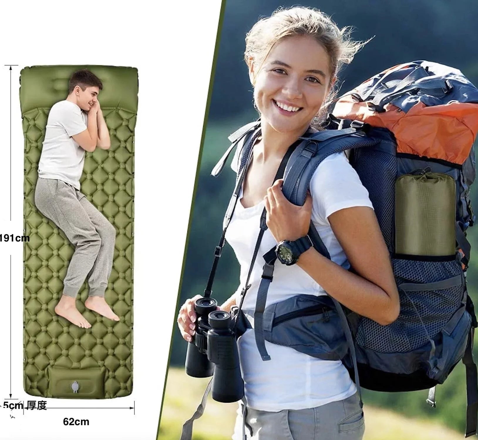 腳踏式充氣1min床墊連枕頭