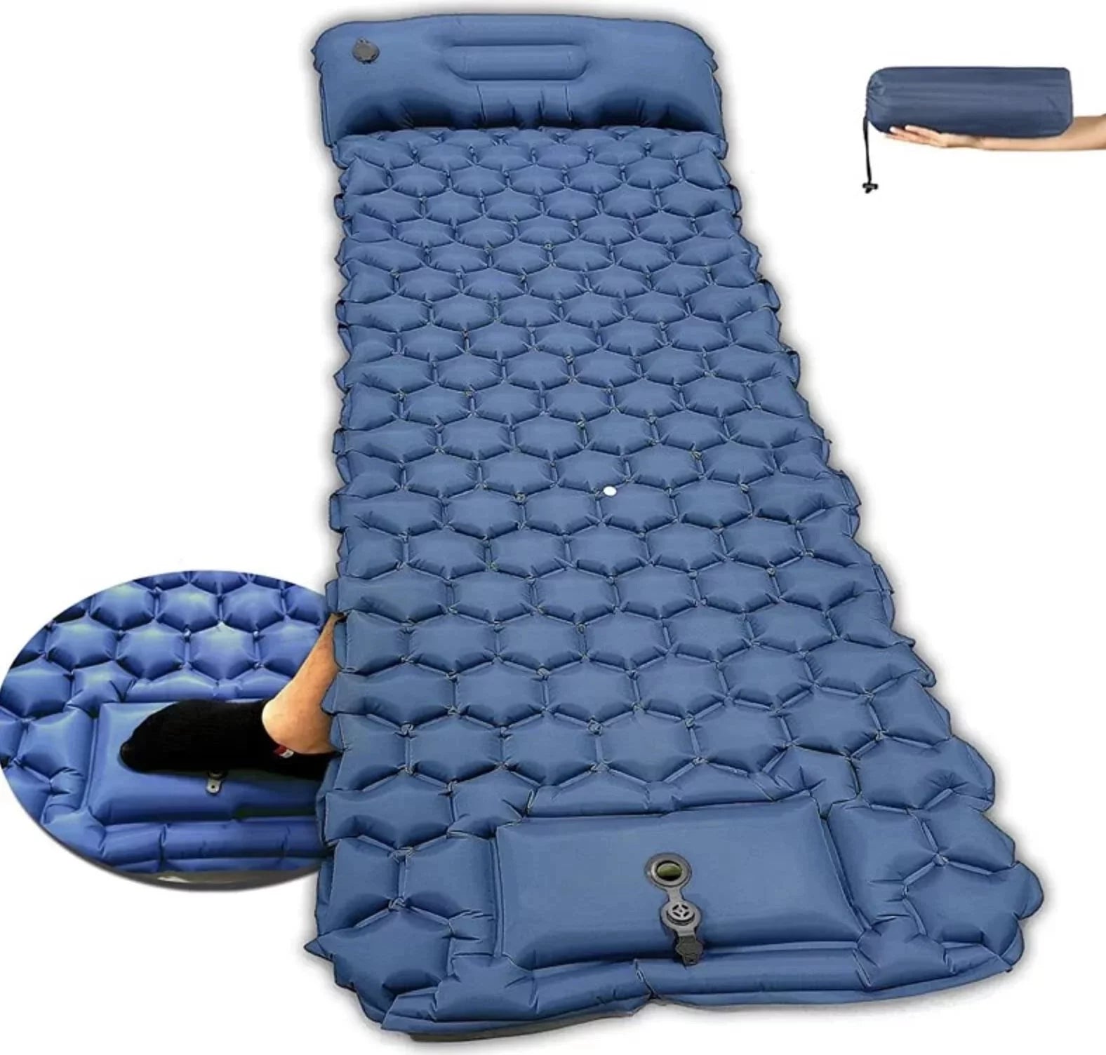 腳踏式充氣1min床墊連枕頭