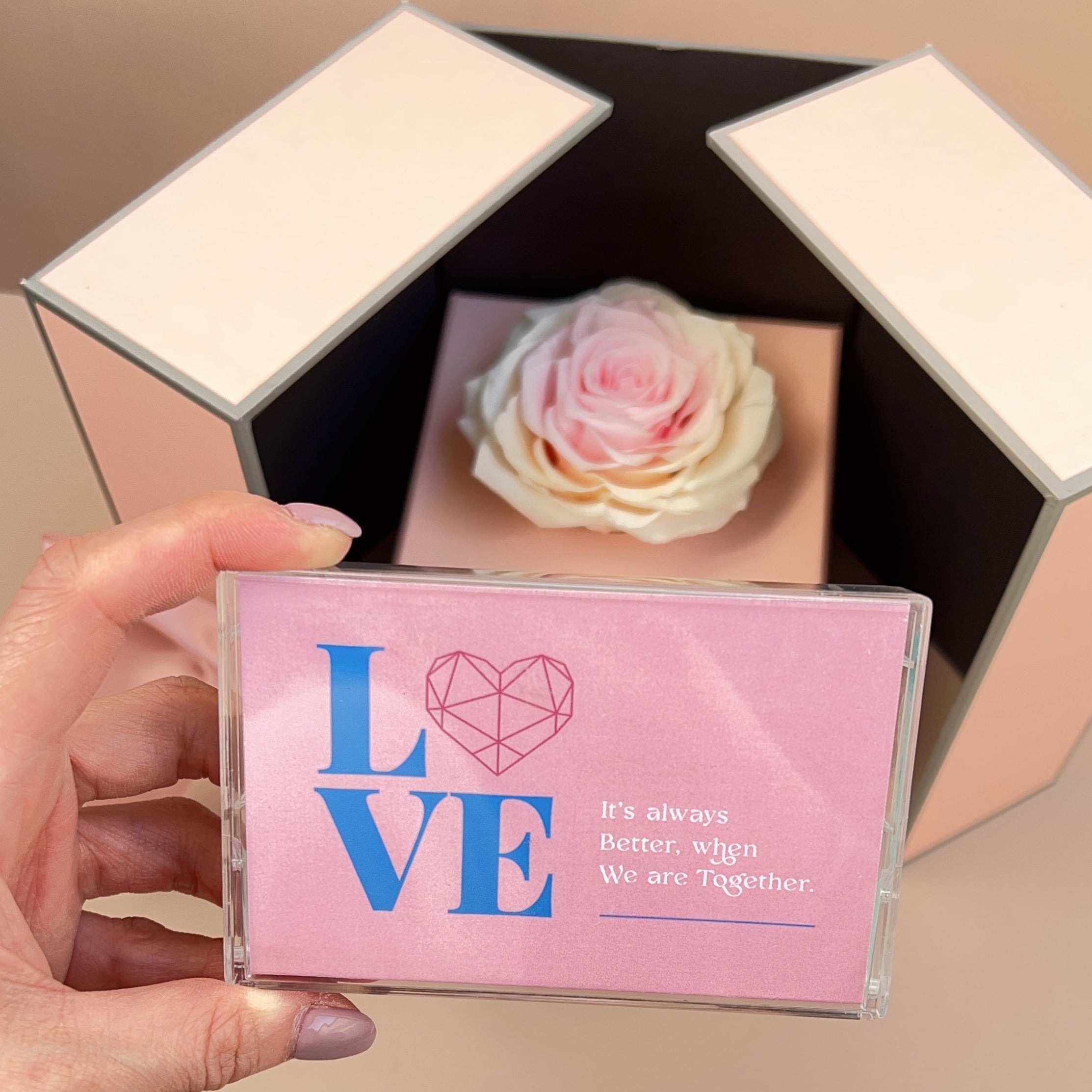 情人節禮物情人節卡求婚花手作永生花保鮮花禮盒客製化禮物錄音心意卡