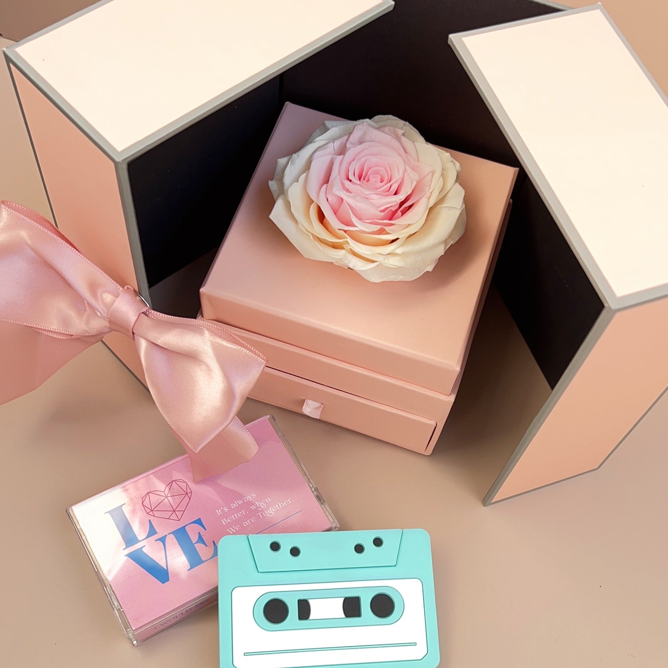 情人節禮物情人節卡求婚花手作永生花保鮮花禮盒客製化禮物錄音心意卡