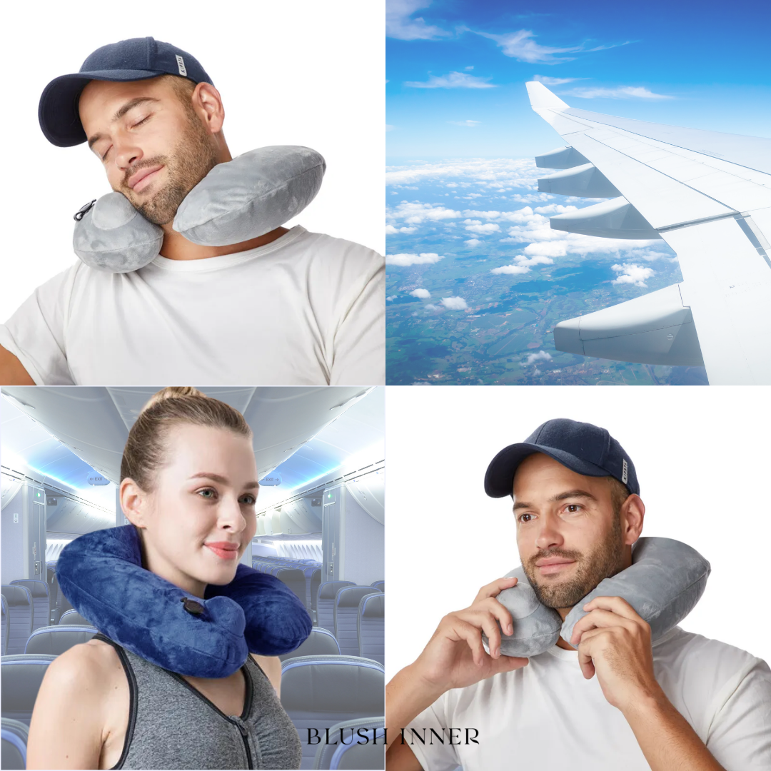 20秒按壓式充氣人體工學旅行U型護頸枕 (四色)