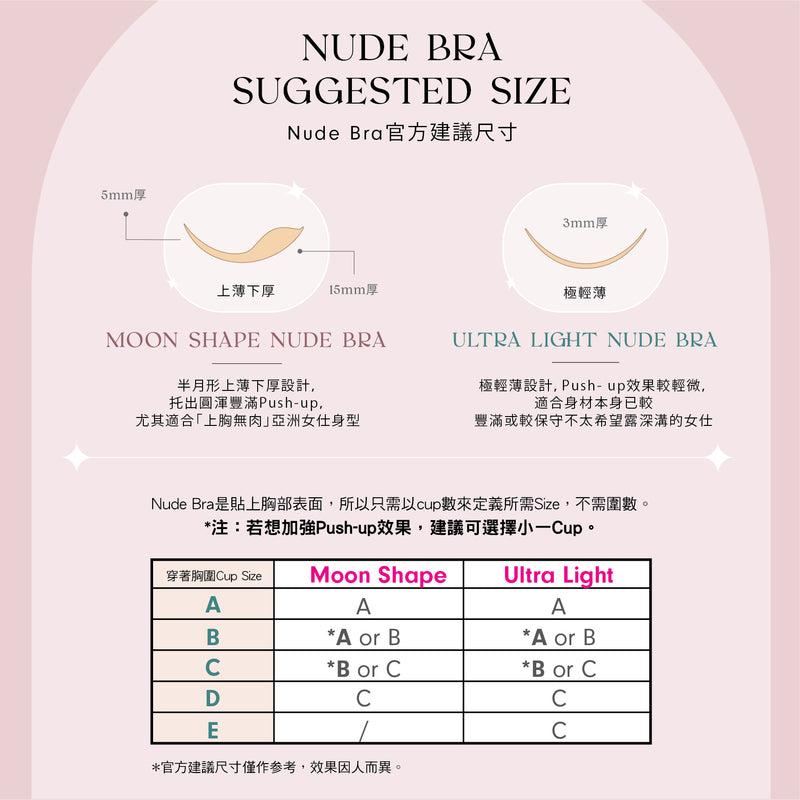 內半月上薄下厚胸貼 Moon Shape Nude Bra