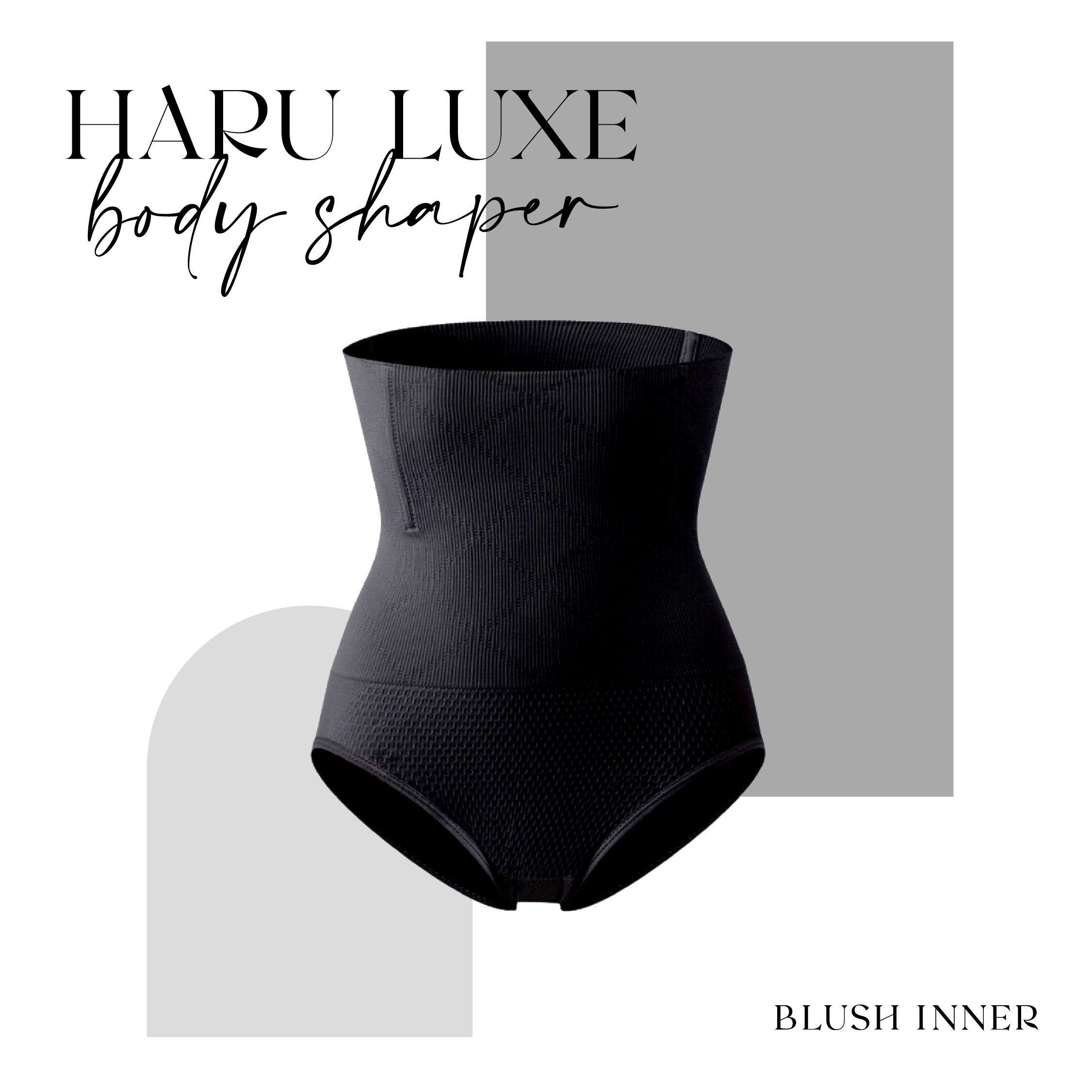 HARU LUXE body shaper 黑色高腰收腹塑身褲產品形象，Blush Inner