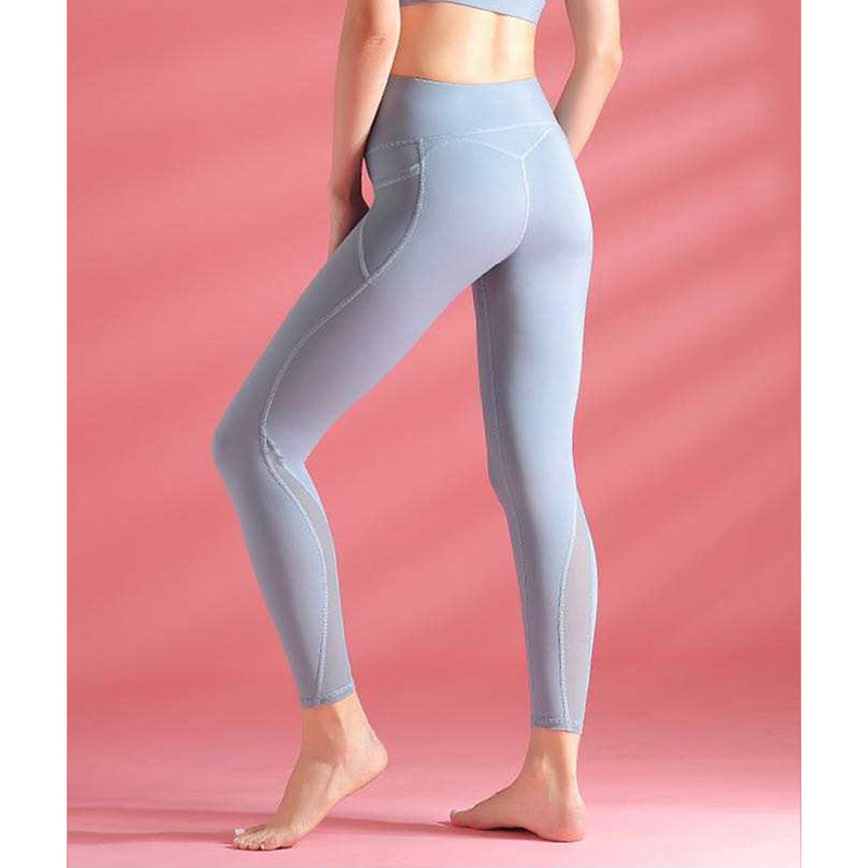 側袋放電話隨時打卡 Mesh Yoga pants 【Steel Blue】